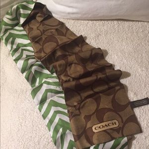 Coach Silk Scarf Green Zebra/Brown Monogram
